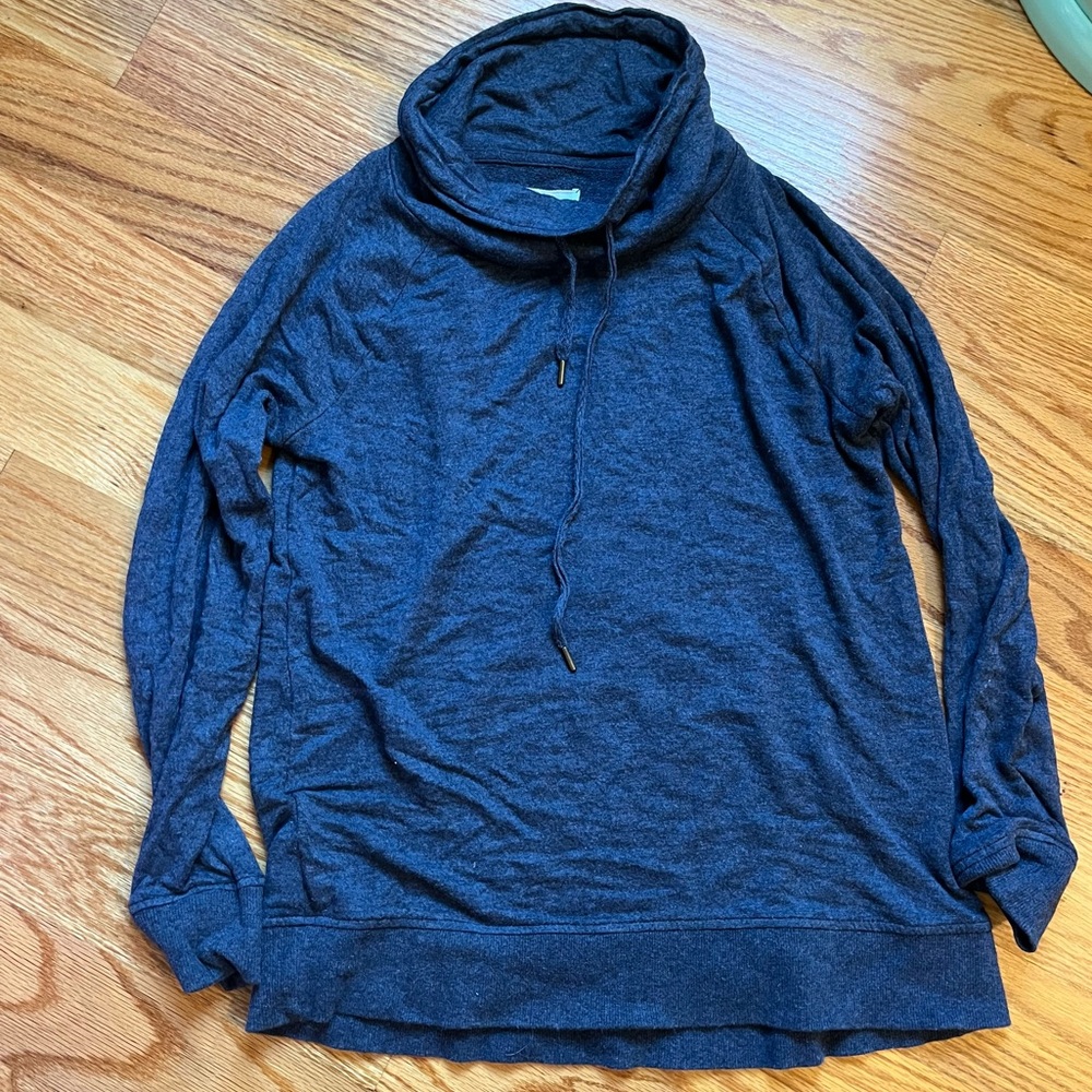 Lou & Grey Signaturesoft Cozy Turtleneck Blue Slouchy Sweatshirt Loungewear XS